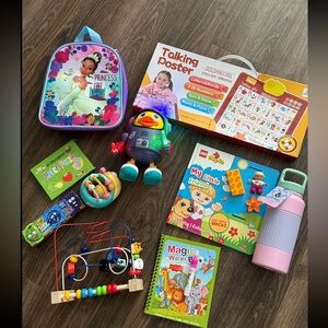 Disney Princess Backpack, Tumbler, Educational Games, Legos, Books